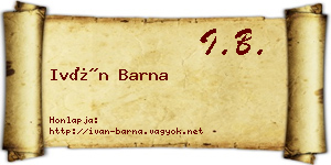 Iván Barna névjegykártya